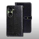 For Asus Zenfone 10 idewei Crocodile Texture Leather Phone Case(Black) - 1