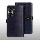 For Asus Zenfone 10 idewei Crocodile Texture Leather Phone Case(Dark Blue) - 1