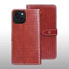 For iPhone 15 idewei Crocodile Texture Leather Phone Case(Red) - 1