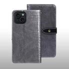 For iPhone 15 idewei Crocodile Texture Leather Phone Case(Grey) - 1