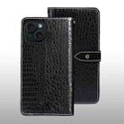 For iPhone 15 idewei Crocodile Texture Leather Phone Case(Black) - 1