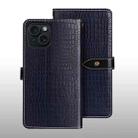 For iPhone 15 idewei Crocodile Texture Leather Phone Case(Dark Blue) - 1