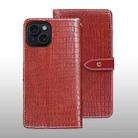 For iPhone 15 Plus idewei Crocodile Texture Leather Phone Case(Red) - 1