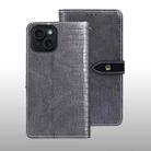 For iPhone 15 Pro idewei Crocodile Texture Leather Phone Case(Grey) - 1