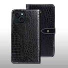 For iPhone 15 Pro idewei Crocodile Texture Leather Phone Case(Black) - 1