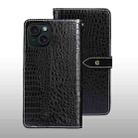 For iPhone 15 Pro Max idewei Crocodile Texture Leather Phone Case(Black) - 1