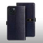 For iPhone 15 Pro Max idewei Crocodile Texture Leather Phone Case(Dark Blue) - 1