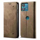 For Motorola Edge 40 Neo Denim Texture Flip Leather Phone Case(Khaki) - 1