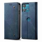 For Motorola Edge 40 Neo Denim Texture Flip Leather Phone Case(Blue) - 1