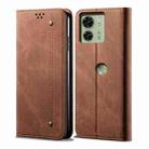 For Motorola Edge 40 Denim Texture Flip Leather Phone Case(Brown) - 1