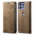 For Motorola Edge 50 Pro 5G Denim Texture Flip Leather Phone Case(Khaki) - 1