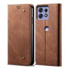 For Motorola Edge 50 Pro 5G Denim Texture Flip Leather Phone Case(Brown) - 1