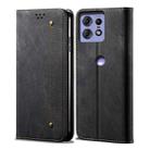 For Motorola Edge 50 Pro 5G Denim Texture Flip Leather Phone Case(Black) - 1