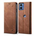 For Motorola Moto G04 / G24 Denim Texture Flip Leather Phone Case(Brown) - 1