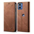 For Motorola Moto G24 Power Denim Texture Flip Leather Phone Case(Brown) - 1