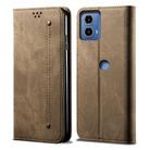 For Motorola Edge 50 Fusion Denim Texture Flip Leather Phone Case(Khaki) - 1