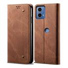 For Motorola Edge 50 Fusion Denim Texture Flip Leather Phone Case(Brown) - 1
