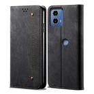 For Motorola Edge 50 Fusion Denim Texture Flip Leather Phone Case(Black) - 1