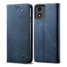 For Motorola Moto E14 Denim Texture Flip Leather Phone Case(Blue) - 1