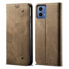 For Motorola Moto G85 Denim Texture Flip Leather Phone Case(Khaki) - 1