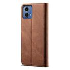 For Motorola Moto G85 Denim Texture Flip Leather Phone Case(Brown) - 3