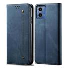 For Motorola Moto G85 Denim Texture Flip Leather Phone Case(Blue) - 1