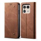 For Motorola Edge 50 Ultra Denim Texture Flip Leather Phone Case(Brown) - 1