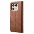 For Motorola Edge 50 Ultra Denim Texture Flip Leather Phone Case(Brown) - 3