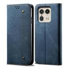 For Motorola Edge 50 Ultra Denim Texture Flip Leather Phone Case(Blue) - 1