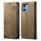 For Motorola Moto G54 5G Global Denim Texture Flip Leather Phone Case(Khaki) - 1