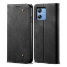 For Motorola Moto G54 5G Global Denim Texture Flip Leather Phone Case(Black) - 1