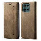 For Motorola Edge 50 5G Global Denim Texture Flip Leather Phone Case(Khaki) - 1