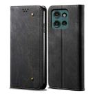 For Motorola Edge 50 5G Global Denim Texture Flip Leather Phone Case(Black) - 1