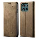 For Motorola Moto G75 5G Denim Texture Flip Leather Phone Case(Khaki) - 1