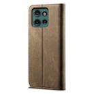 For Motorola Moto G75 5G Denim Texture Flip Leather Phone Case(Khaki) - 3
