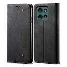 For Motorola Moto G75 5G Denim Texture Flip Leather Phone Case(Black) - 1