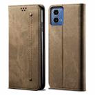 For Motorola Moto G35 Denim Texture Flip Leather Phone Case(Khaki) - 1