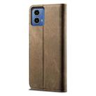 For Motorola Moto G35 Denim Texture Flip Leather Phone Case(Khaki) - 3
