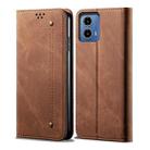 For Motorola Moto G35 Denim Texture Flip Leather Phone Case(Brown) - 1