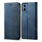 For Motorola Moto G35 Denim Texture Flip Leather Phone Case(Blue) - 1