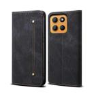 For Motorola Moto G15 Denim Texture Flip Leather Phone Case(Black) - 1