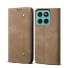 For Motorola Edge 60 Fusion Denim Texture Flip Leather Phone Case(Khaki) - 1