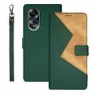 For OPPO A58 4G Foreign idewei Two-color Splicing Leather Phone Case(Green) - 1