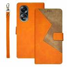 For OPPO A58 4G Foreign idewei Two-color Splicing Leather Phone Case(Orange) - 1