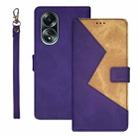 For OPPO A58 4G Foreign idewei Two-color Splicing Leather Phone Case(Purple) - 1