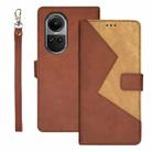 For OPPO Reno10 / Reno10 Pro Global idewei Two-color Splicing Leather Phone Case(Brown) - 1