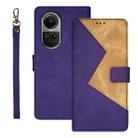 For OPPO Reno10 / Reno10 Pro Global idewei Two-color Splicing Leather Phone Case(Purple) - 1