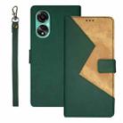 For OPPO A78 4G Foreign idewei Two-color Splicing Leather Phone Case(Green) - 1
