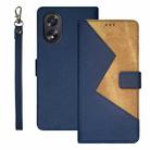 For OPPO A38 4G idewei Two-color Splicing Leather Phone Case(Blue) - 1