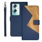 For OPPO A79 5G Global idewei Two-color Splicing Leather Phone Case(Blue) - 1